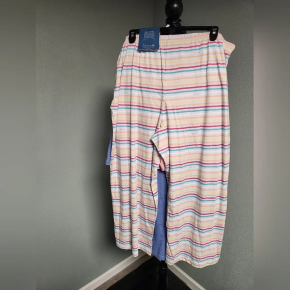 Life is Good Blueish Purple T-Shirt and Pink Shorts And Stripped Pants Set - Picture 4 of 4